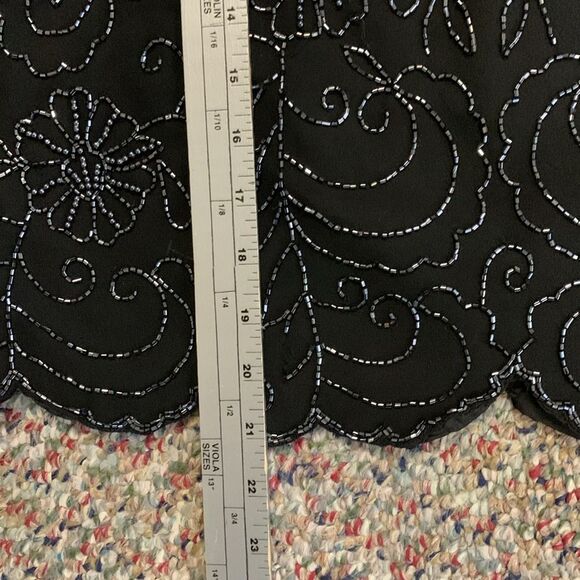 Vintage 90s JMD New York Black Floral Beaded Sleeveless Dressy Top Size L - Picture 12 of 13